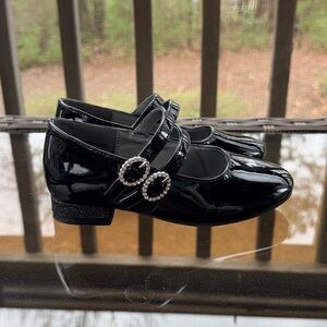 Sugar Girls' Mary Jane Dress Shoes with Rhinestone Buckles - Black Size 11